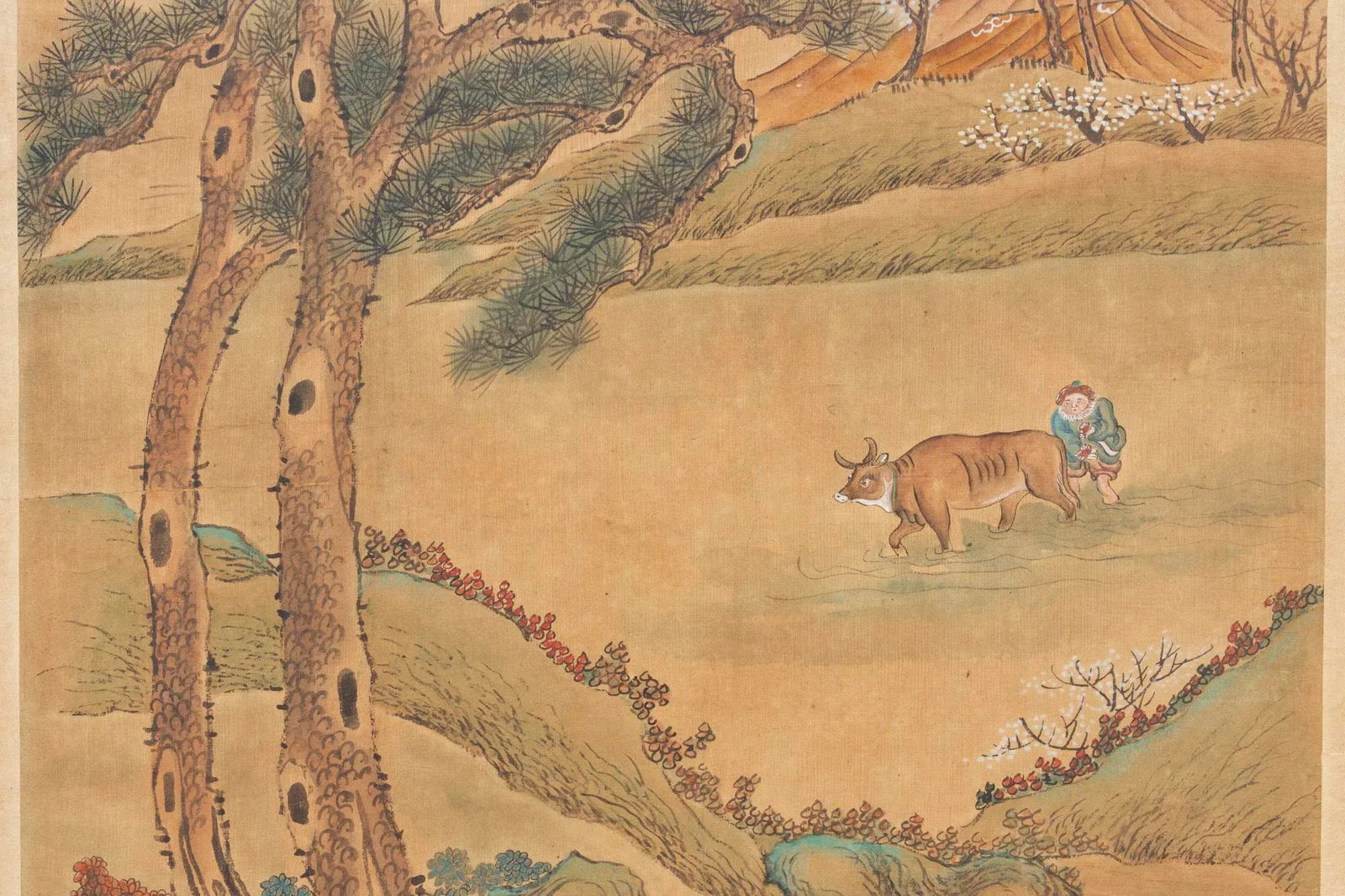 Antique Chinese Landscape Rural Life Painting - 12