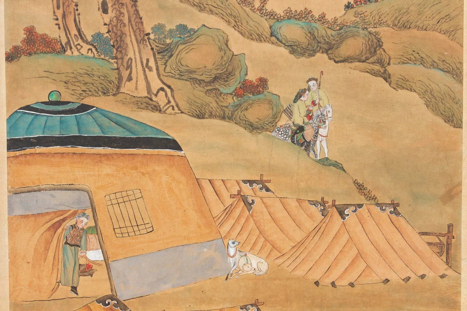 Antique Chinese Landscape Rural Life Painting - 9