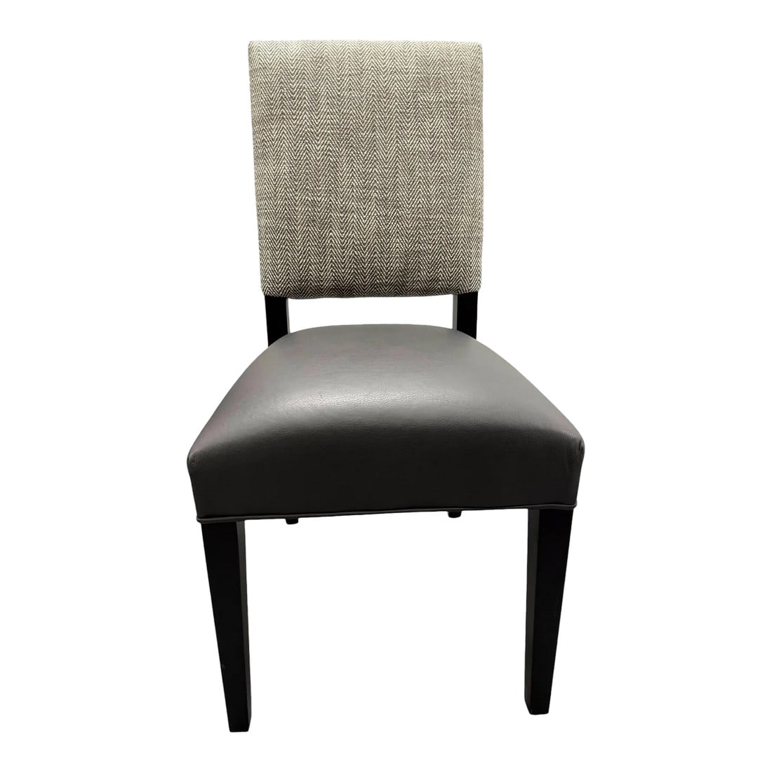Arhaus Torino Lucia Leather & Fabric Side Chair - a Showroom Sample: Quick Hits: - Arhaus Torino Lucia Leather & Fabric Side Chair - Showroom sample in excellent condition with original tag - Sleek leather & fabric upholstery with a modern twist - Built by craftsmen