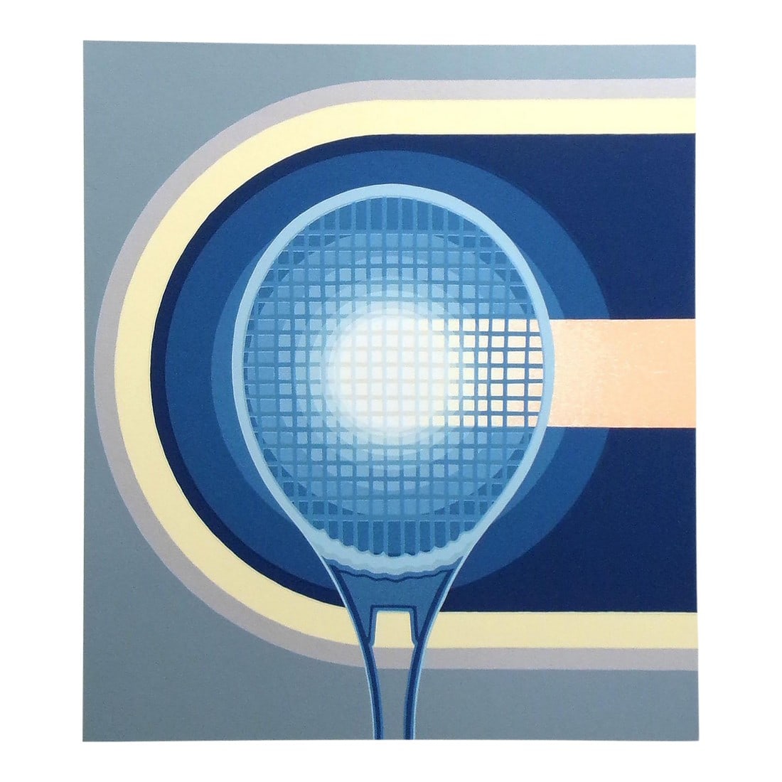 1980s Richard Gilbert "The Sweet Spot" Hand Signed Serigraph Fine Art Tennis Racket: The Sweet Spot by Richard Gilbert Hand signed, dated, titled & numbered by the artist in pencil "The Sweet Spot" Unframed Limited Edition Serigraph Print on Paper Hand signed by the artist Paper