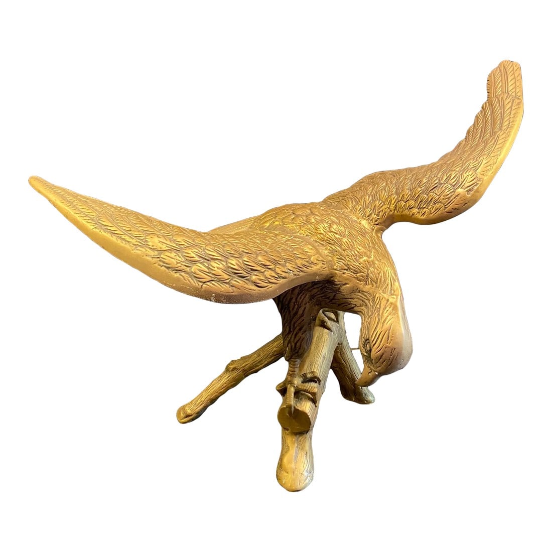 1950s Brass Eagle Statue: Item: Monumental Brass Statue Style: Federal Period: 1950s Country of Origin: United States Dimensions: 25ÊºW × 15ÊºD × 19ÊºH Materials: Brass Color: Brass More About This Item: