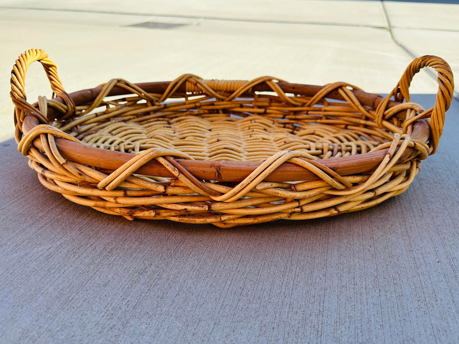 Vintage Bent Bamboo/Rattan Serving Tray - 4