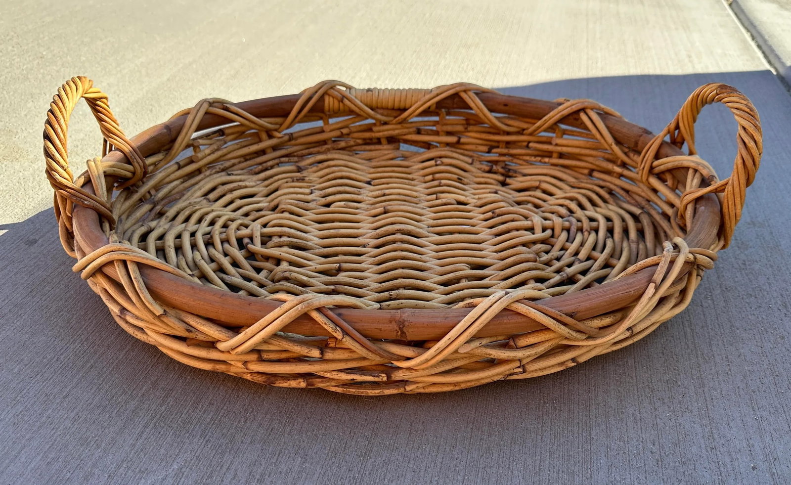 Vintage Bent Bamboo/Rattan Serving Tray - 5