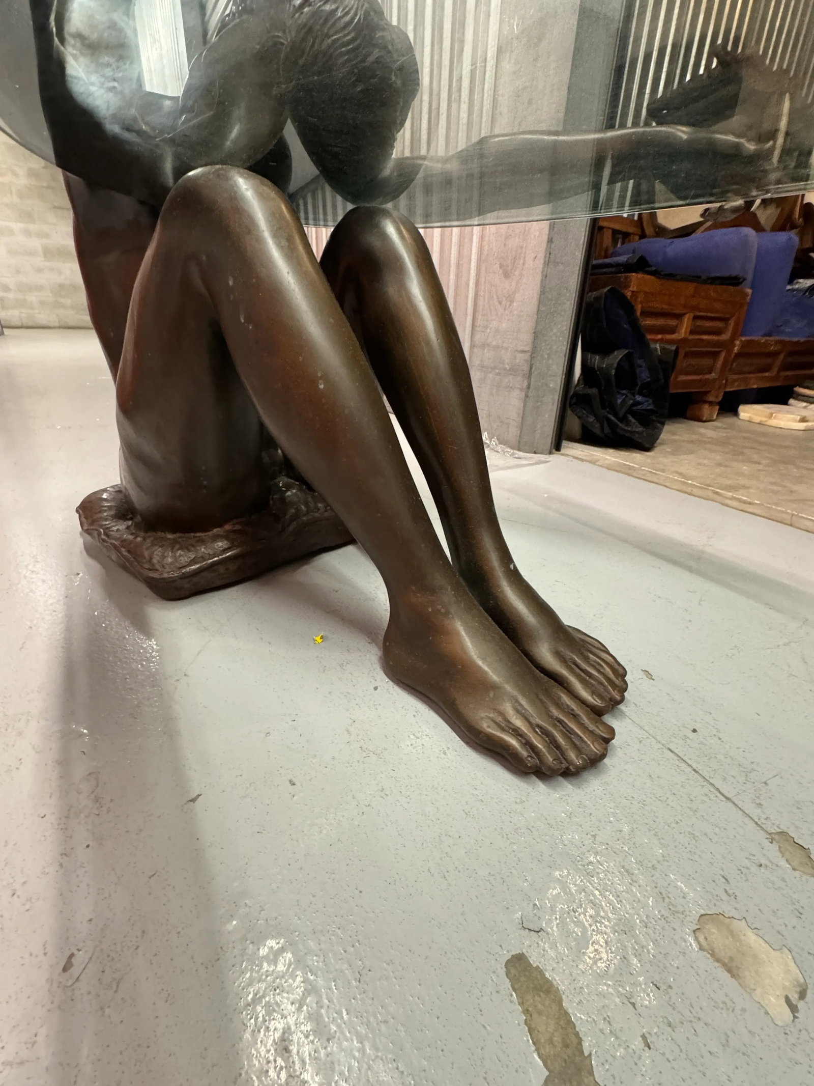 1960s Female Life Sized Bronze Sculptural Coffee Table - 11