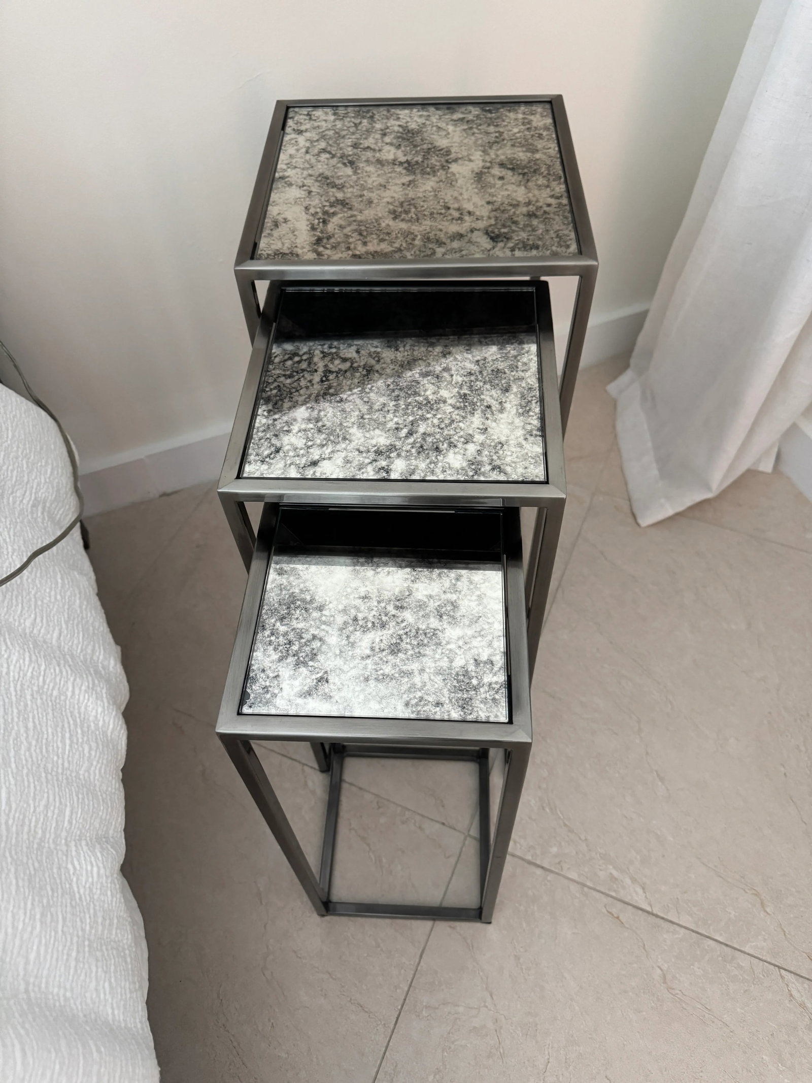 Pottery Barn Mirrored Nesting Tables - Set of 3 - 2