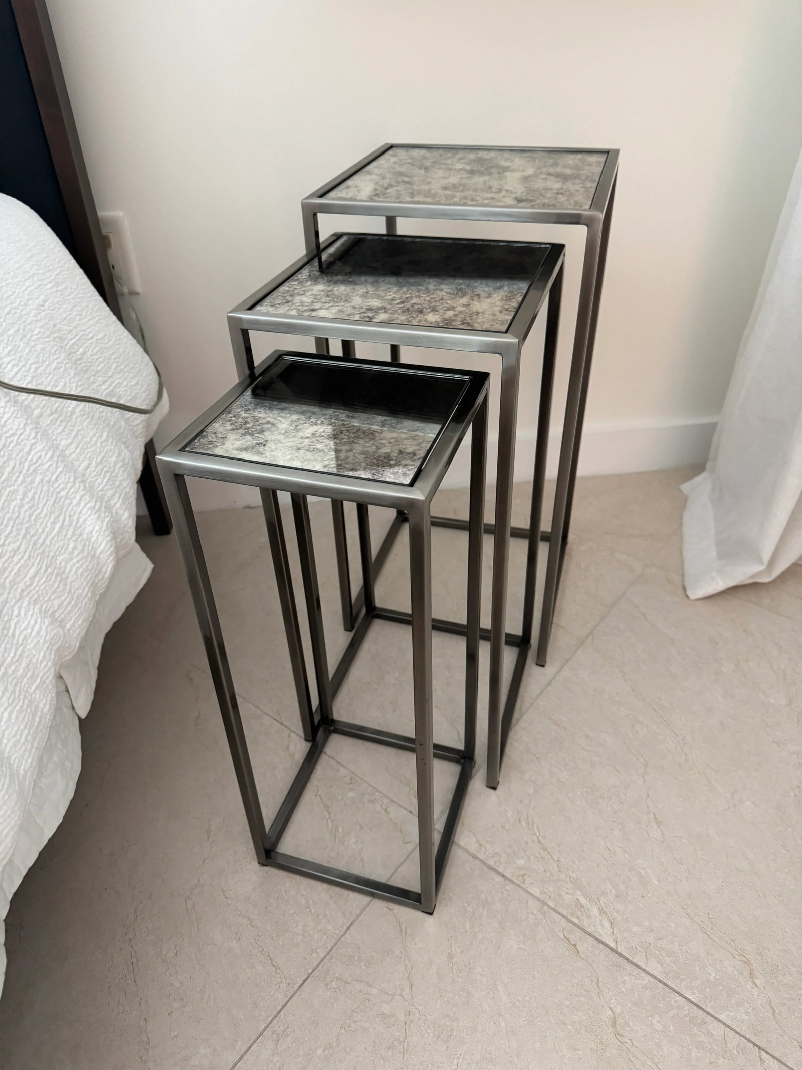 Pottery Barn Mirrored Nesting Tables - Set of 3 - 3