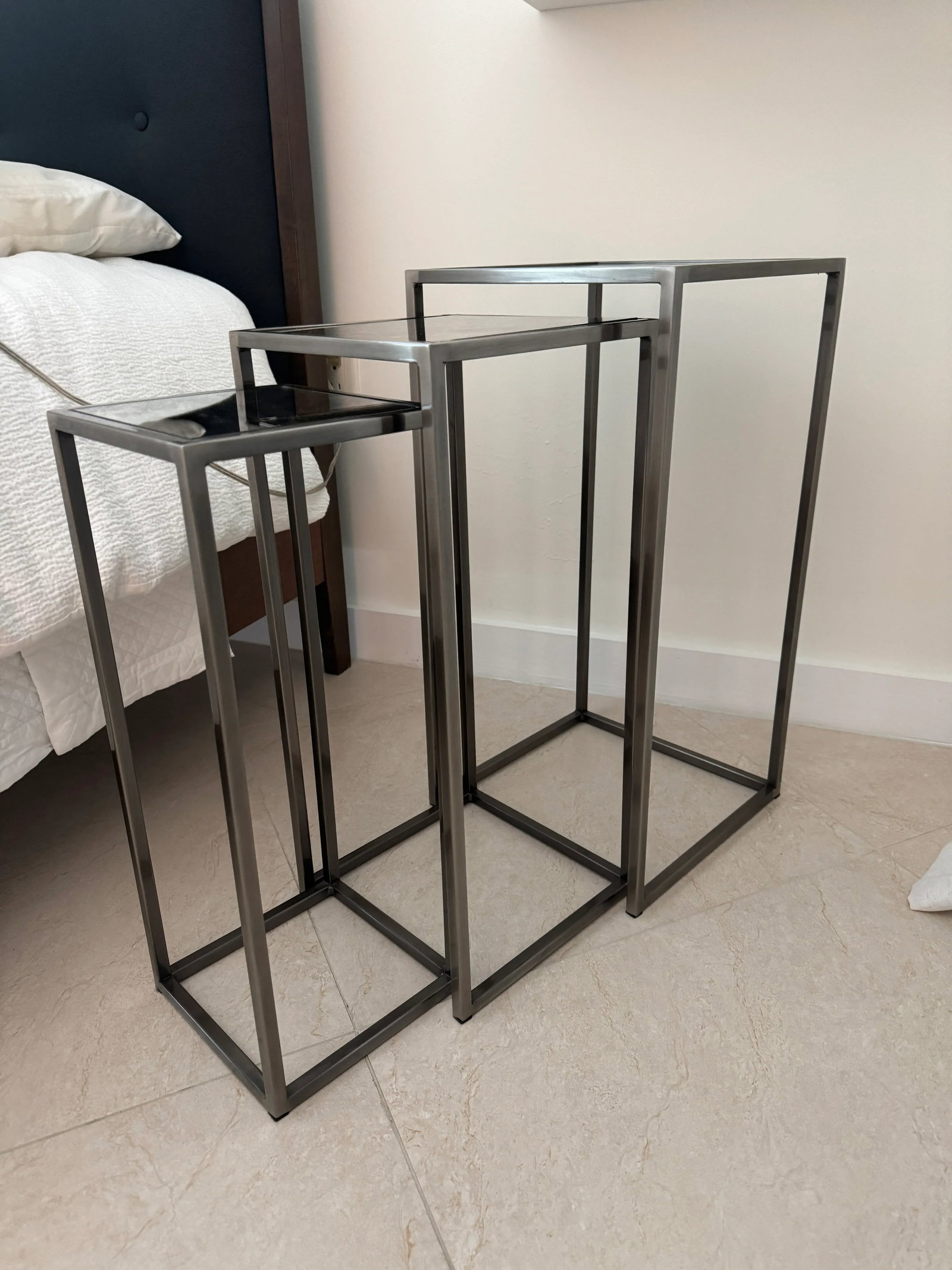 Pottery Barn Mirrored Nesting Tables - Set of 3 - 4