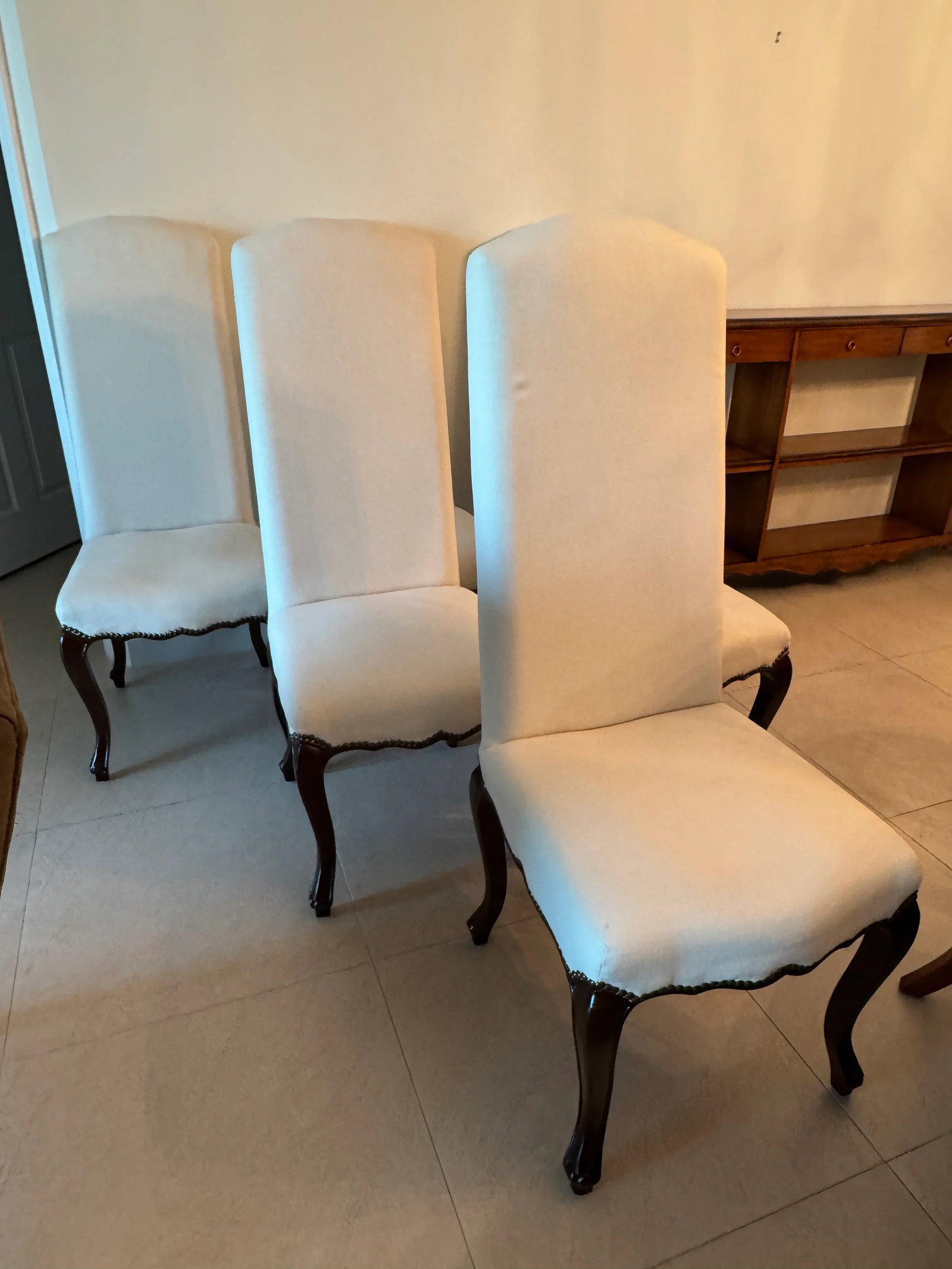 Palecek White High Back Dining Chairs - Set of 6 - 3