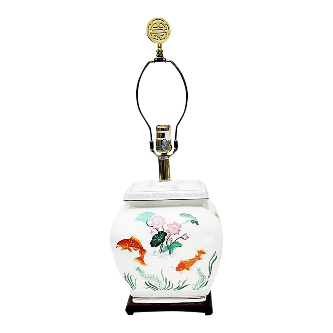 Franklin Mint Lamp of the Golden Carp - Fish Motif: Franklin Mint lamp of the Golden Carp, whimsical fish motif. Measurements: Height to top of finial 24", Height to top of socket 16", Width 9", Depth 6" Condition: Alterations: Original Condition