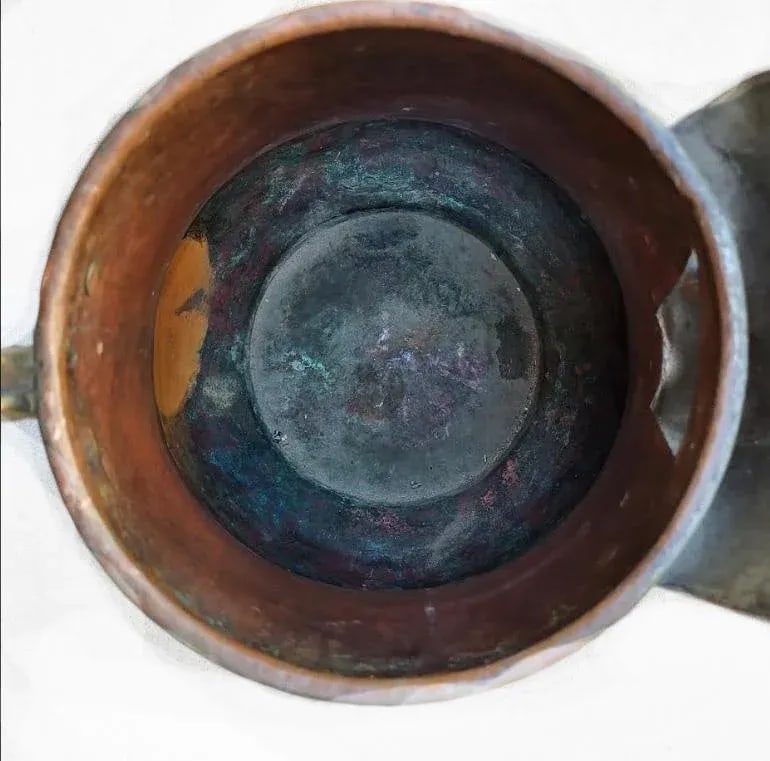 Very Large Antique Copper Water Pitcher - Hand Hammered - 7