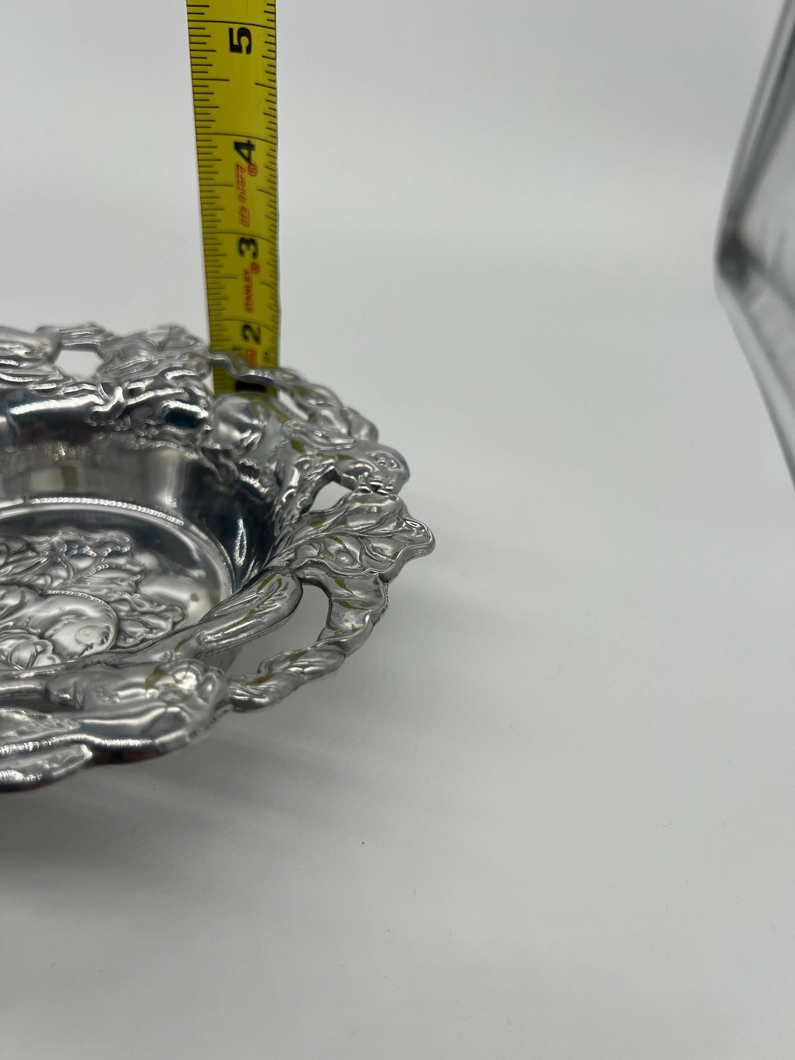 Vtg 2003 Arthur Court Embossed Bunny Rabbit Cabbage Aluminum Serving Bowl Easter - 3