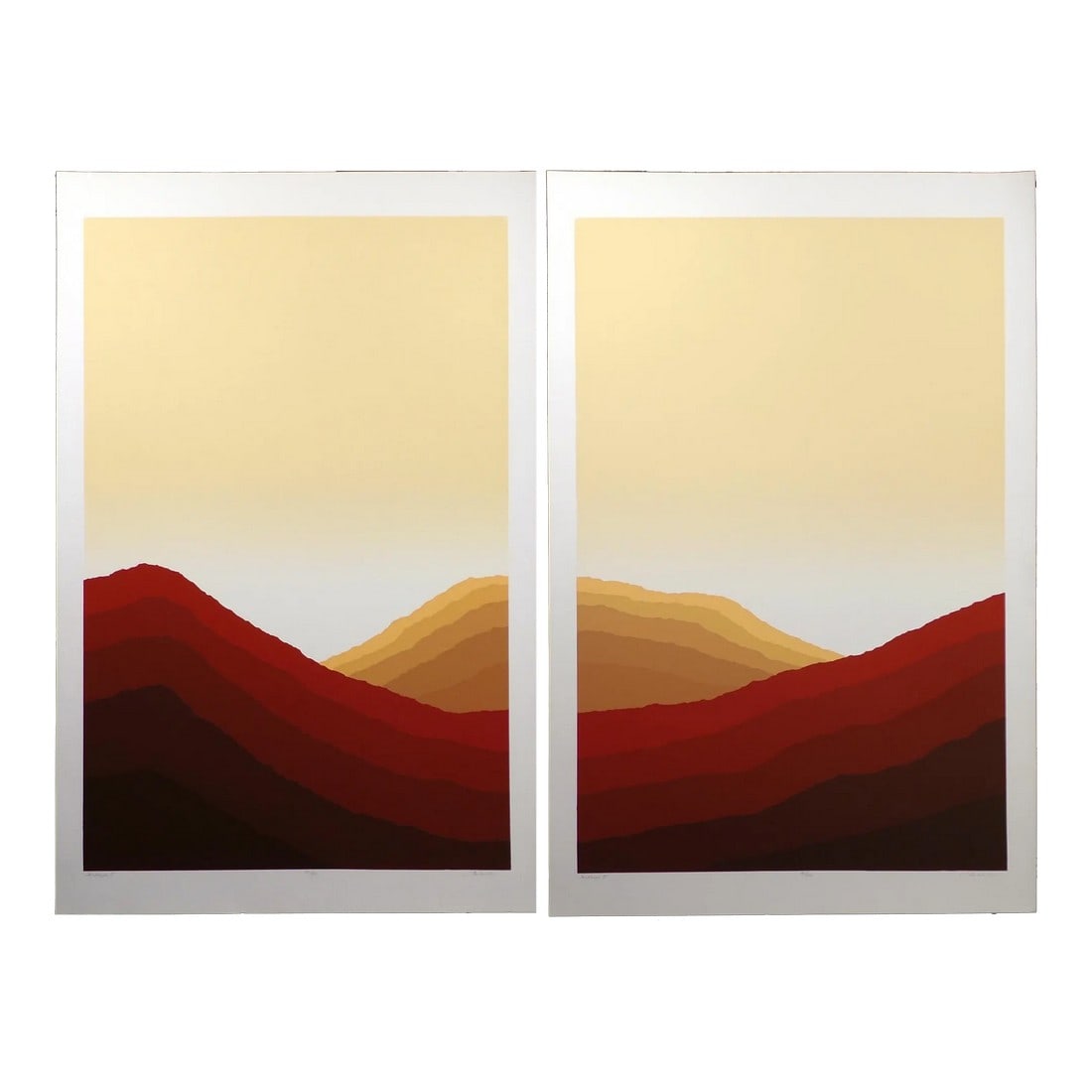 1980s Jim Boutwell "Sandscape I & Ii" Diptych 2 Signed & Numbered Serigraph Art Prints (1 of 12)