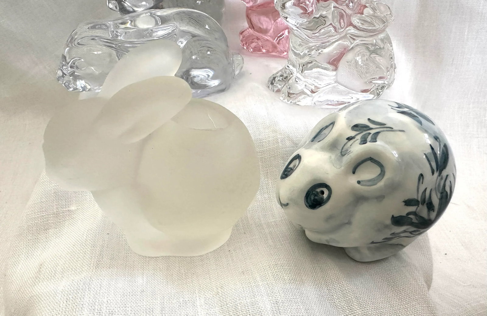 Mixed Lot of Crystal/Glass Bunny Figurines-Set of 6 - 7