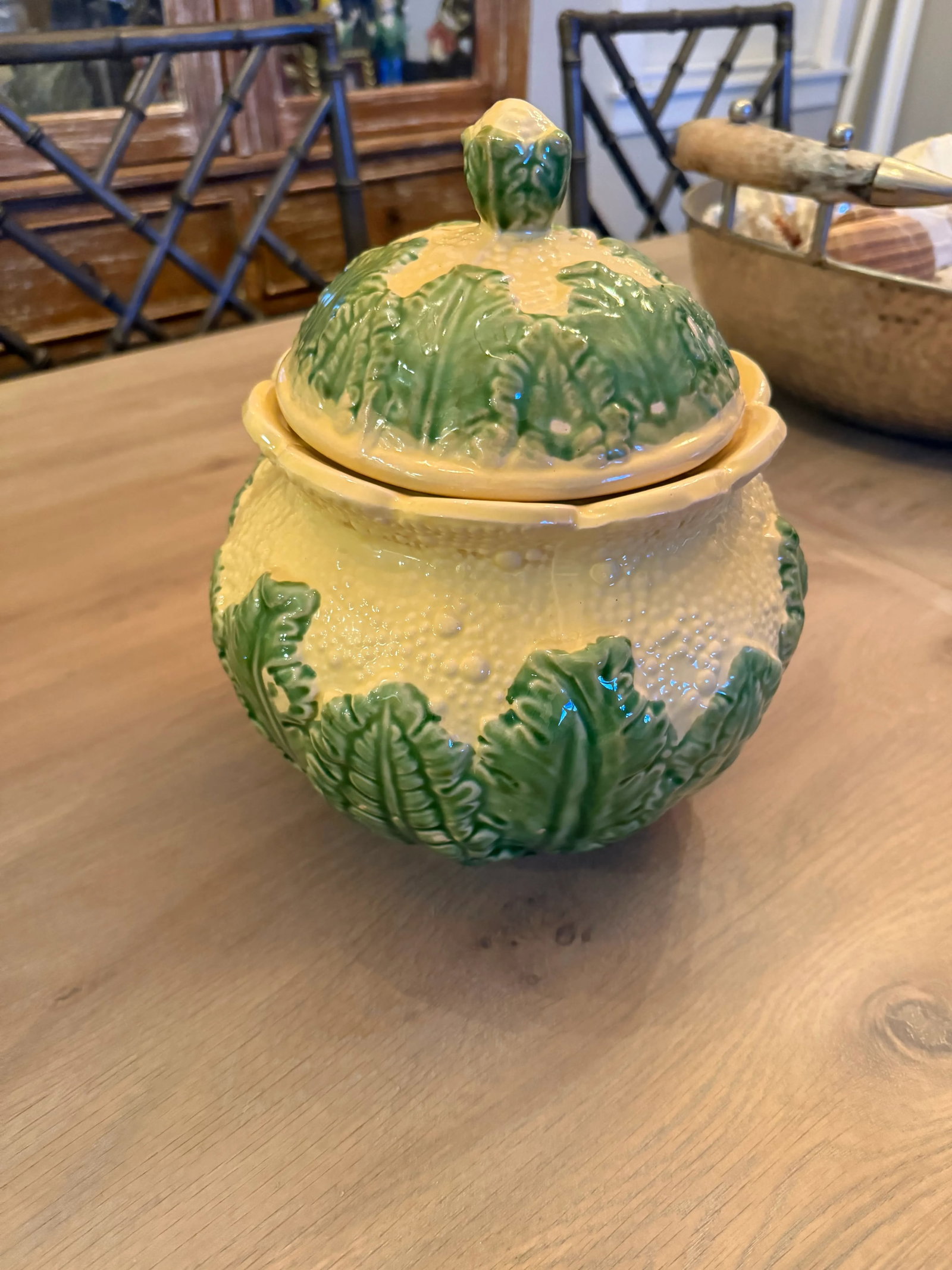 Lidded Cabbage Ware Ginger Jar - 2
