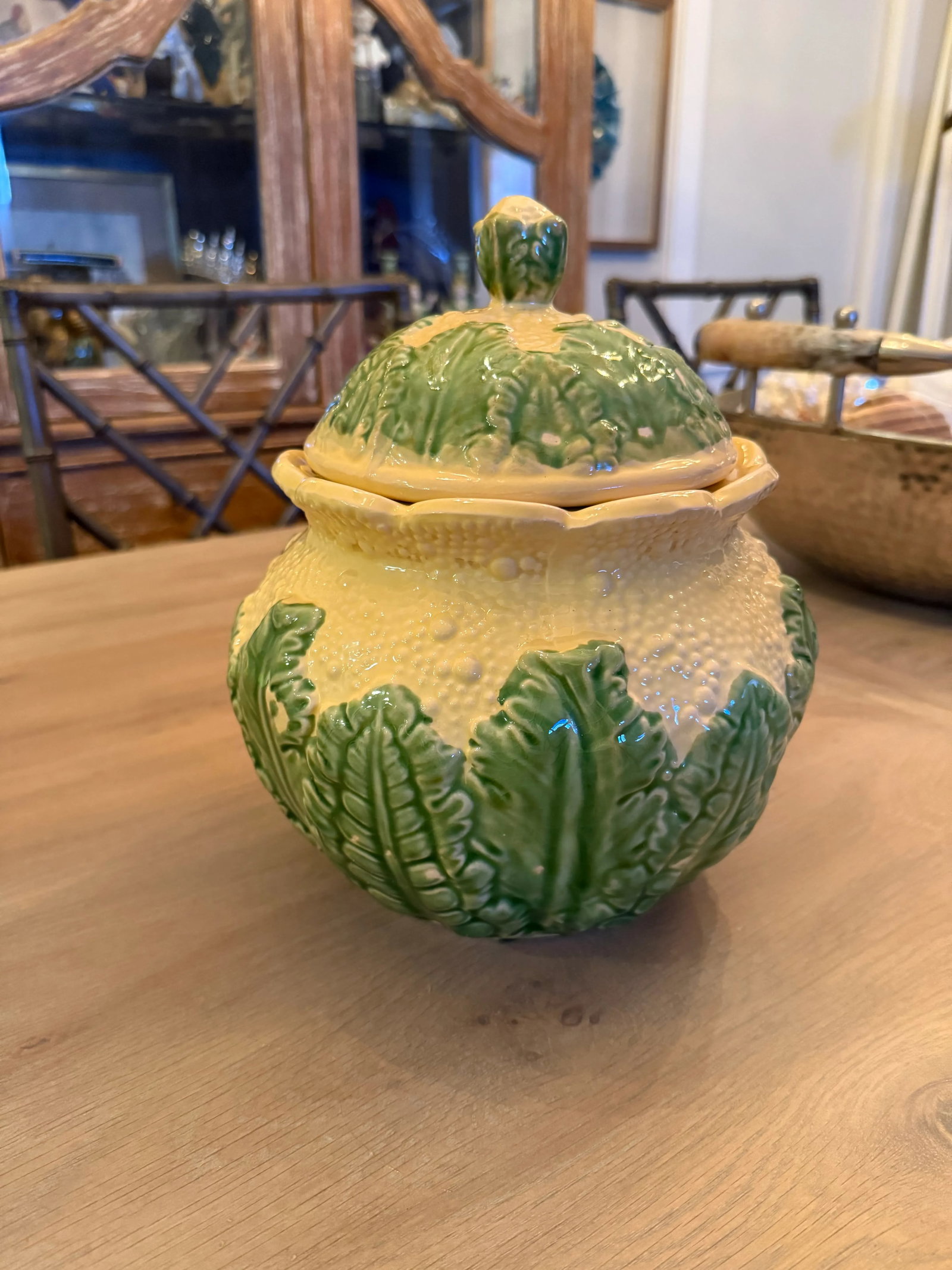 Lidded Cabbage Ware Ginger Jar - 7