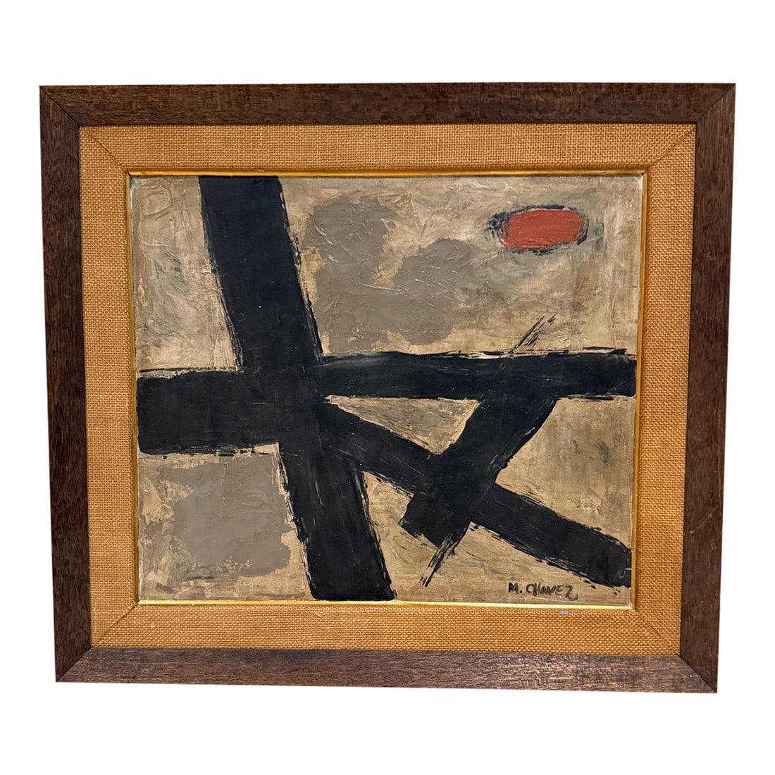 Late 20th Century Abstract Expressionism Modern Art Painting Signed: For your consideration, an abstract expressionism modern art painting signed M Chavez. Geometric art abstract expressionism painting. Oil on canvas board. In the style of Mark Rothko. Dimensions: