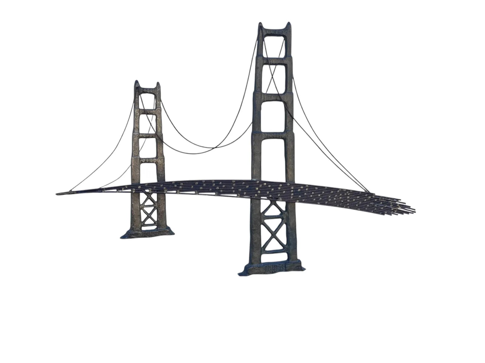 1960s Bijan Signed Modernist Copper Golden State Bridge Wall Sculpture - 4