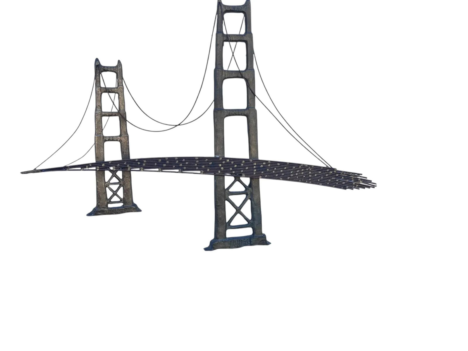 1960s Bijan Signed Modernist Copper Golden State Bridge Wall Sculpture - 5