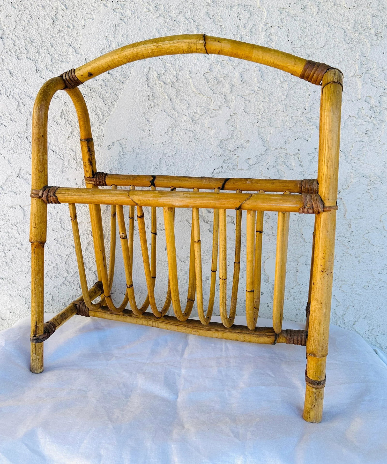 Vintage Bent Bamboo Magazine Rack - 2