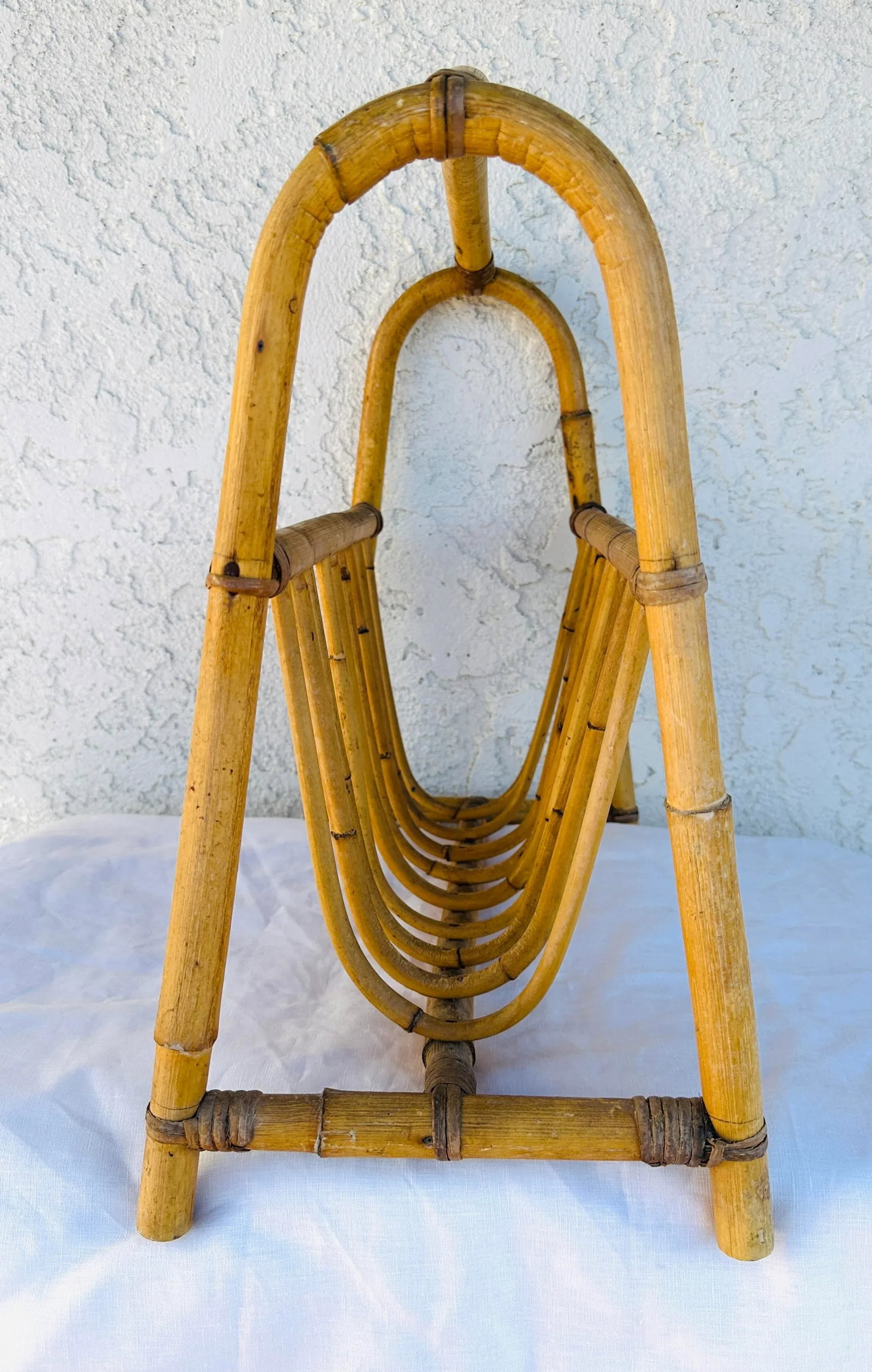 Vintage Bent Bamboo Magazine Rack - 3