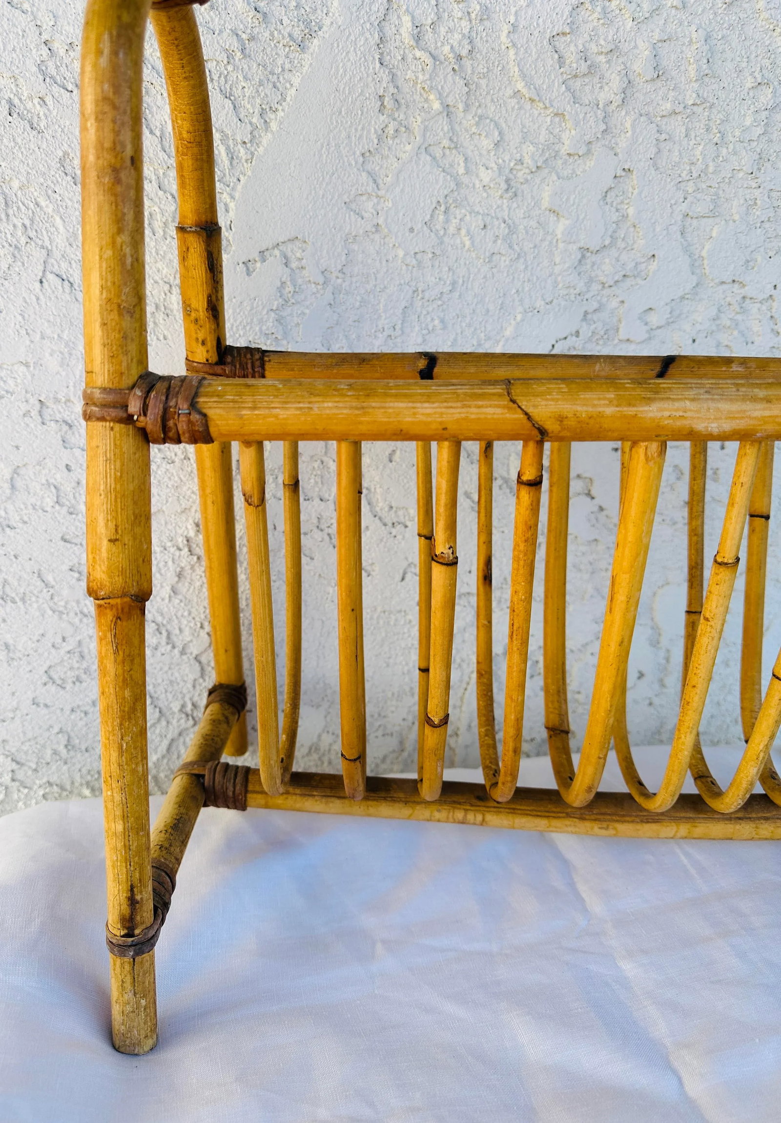 Vintage Bent Bamboo Magazine Rack - 4