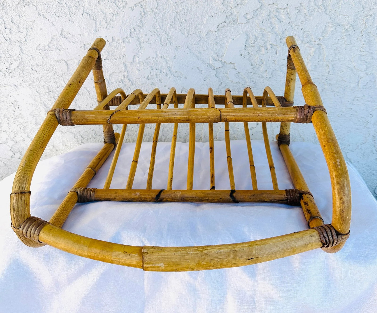 Vintage Bent Bamboo Magazine Rack - 6