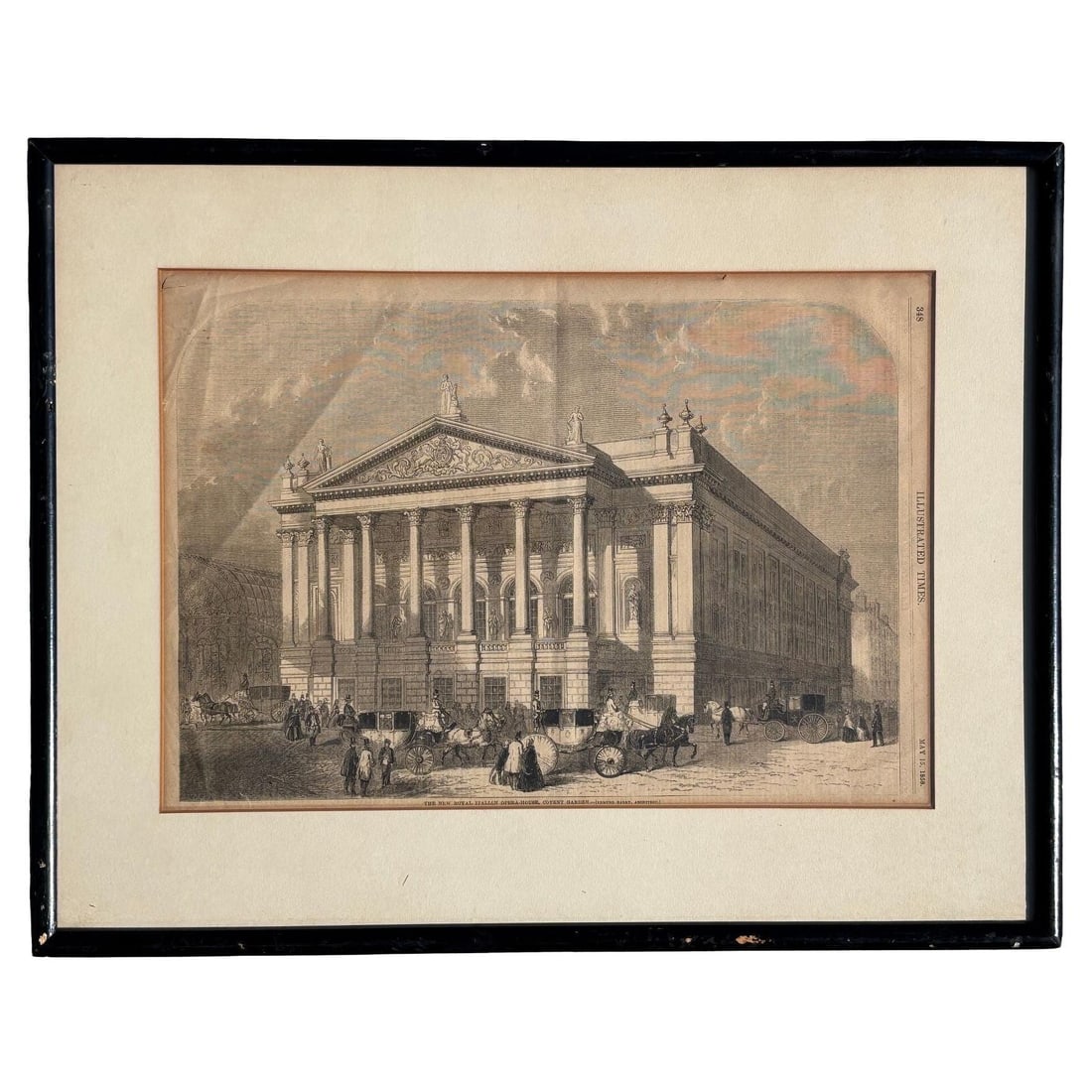 1858 "Royal Italian Opera House" Woodcut Print by William Henry Prior, Framed (1 of 19)