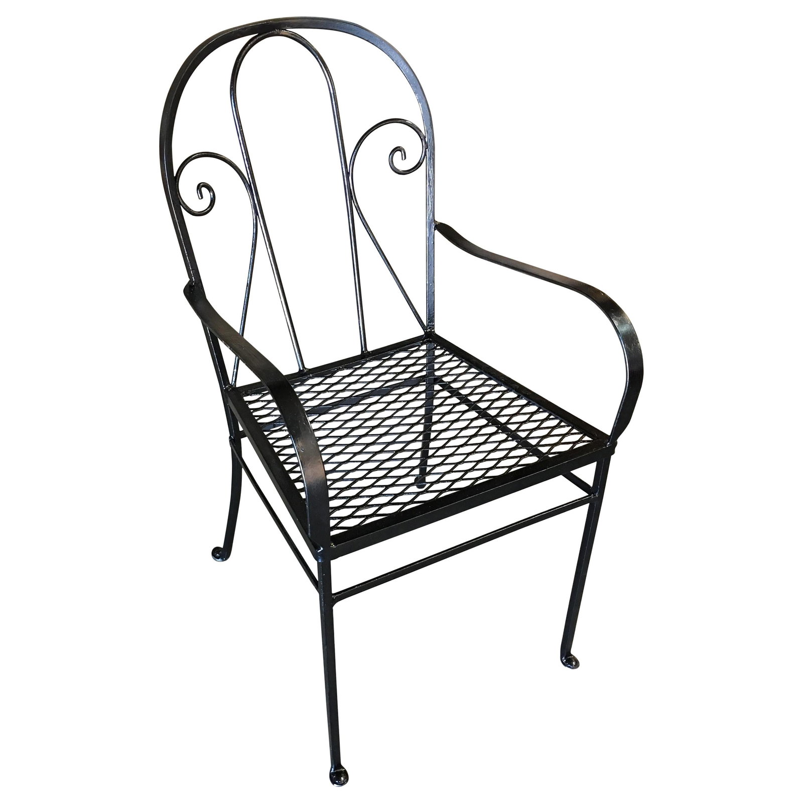 Iron Outdoor Patio Cafe Chair w/ Scrolling Back Iron , Pair (1 of 18)