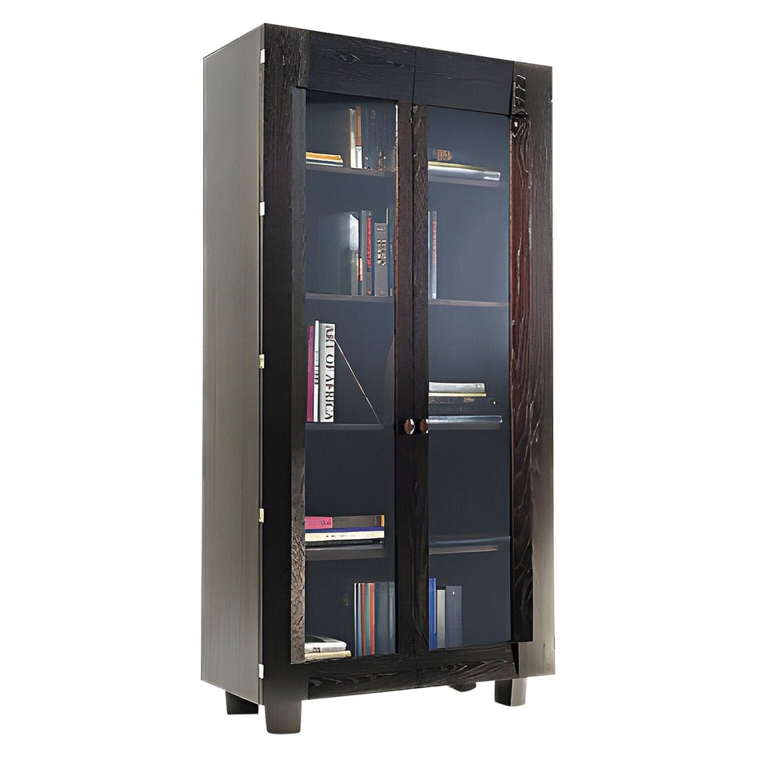 7' Foot Tall Dakota Jackson "Ocean" Espresso Oak Bookcase Display Cabinet (1 of 20)