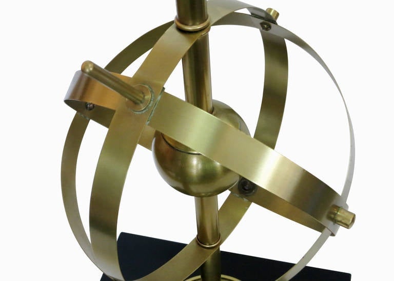Brass Celestial Armillary Globe Study Table Lamp, Pair - 11