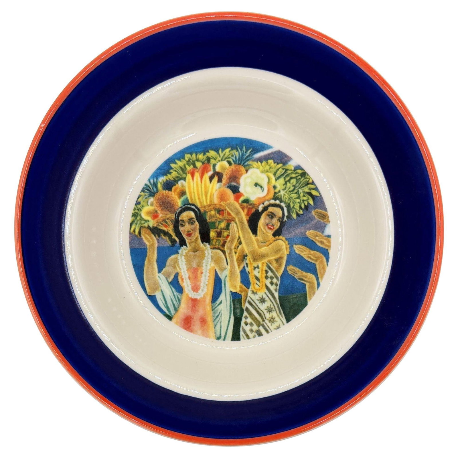 7.25" Eugene Savage "Island Feast" Blue Salad Plate By Lynn Krantz Dish Books (1 of 5)