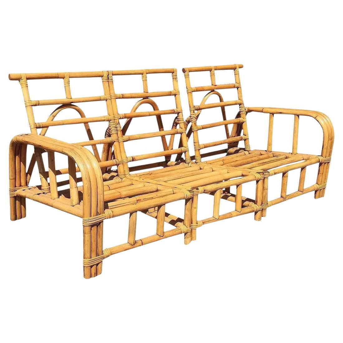 Restored Mid-century Child Size Three-Strand "Horse Shoe Arm" Sofa (1 of 6)