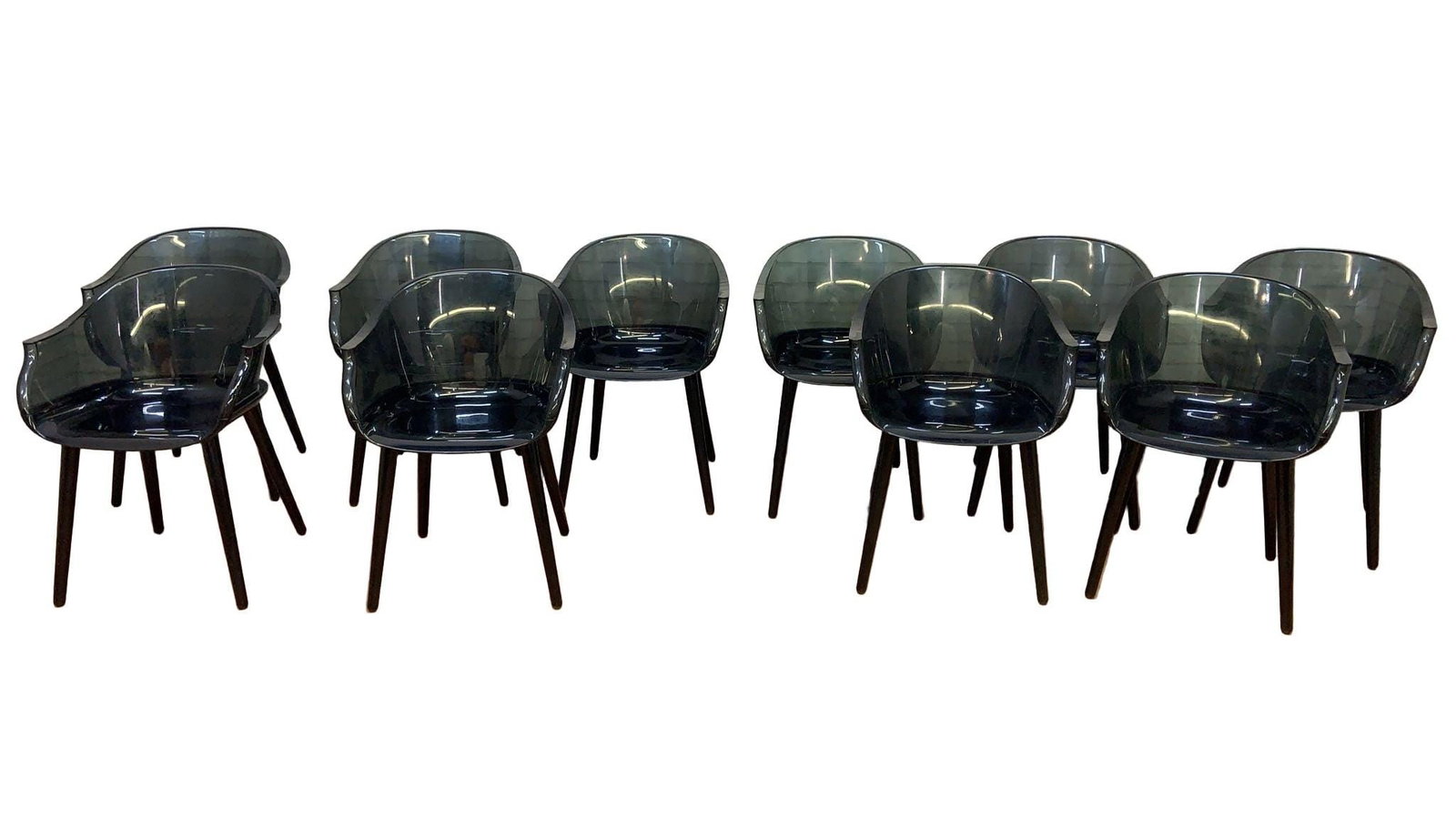 Modern Smoked Cyborg Chair by Marcel Wanders - 10: Title: Modern Smoked Cyborg Chair by Marcel Wanders - 10 Description: Modern Smoked Cyborg Armchair by Marcel Wanders for Magis Italy - Set of 10 The Cyborg chair takes the elegant form of a more