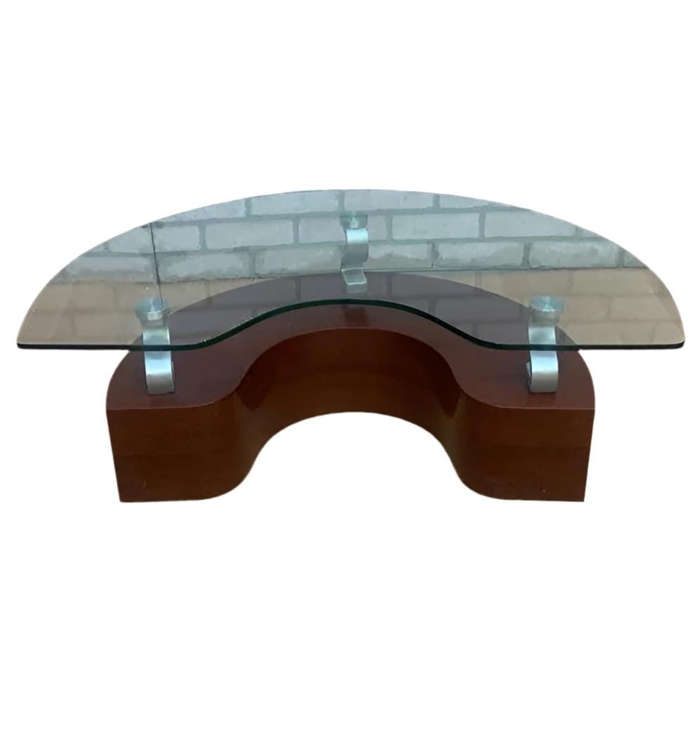 Contemporary Modern Curved Glass Coffee Table (1 of 7)