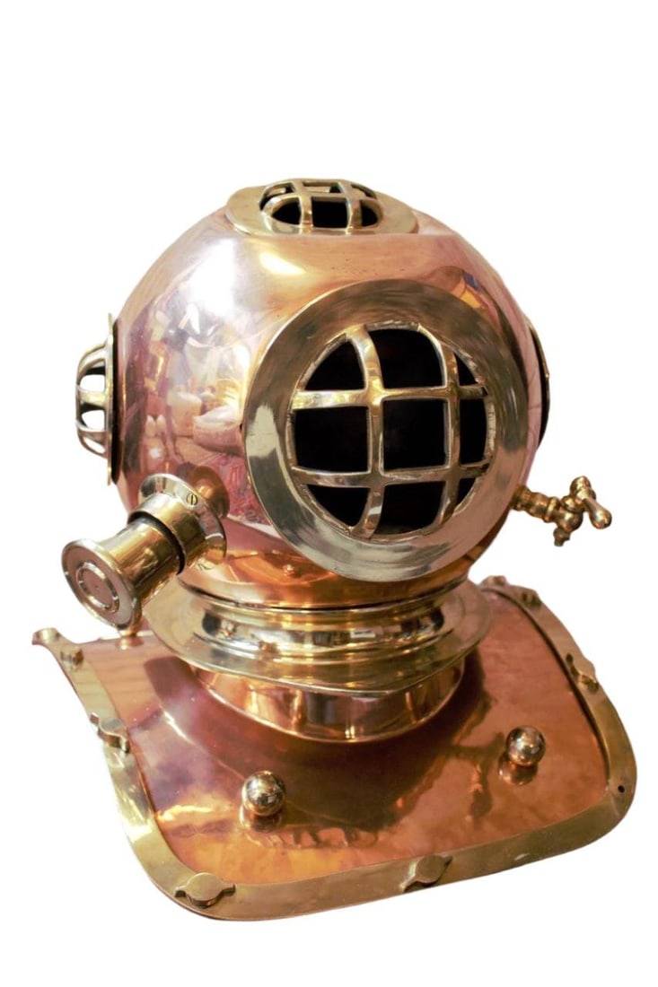 Vintage Decorative Nautical Brass Deep Sea Diving Helmet (1 of 8)