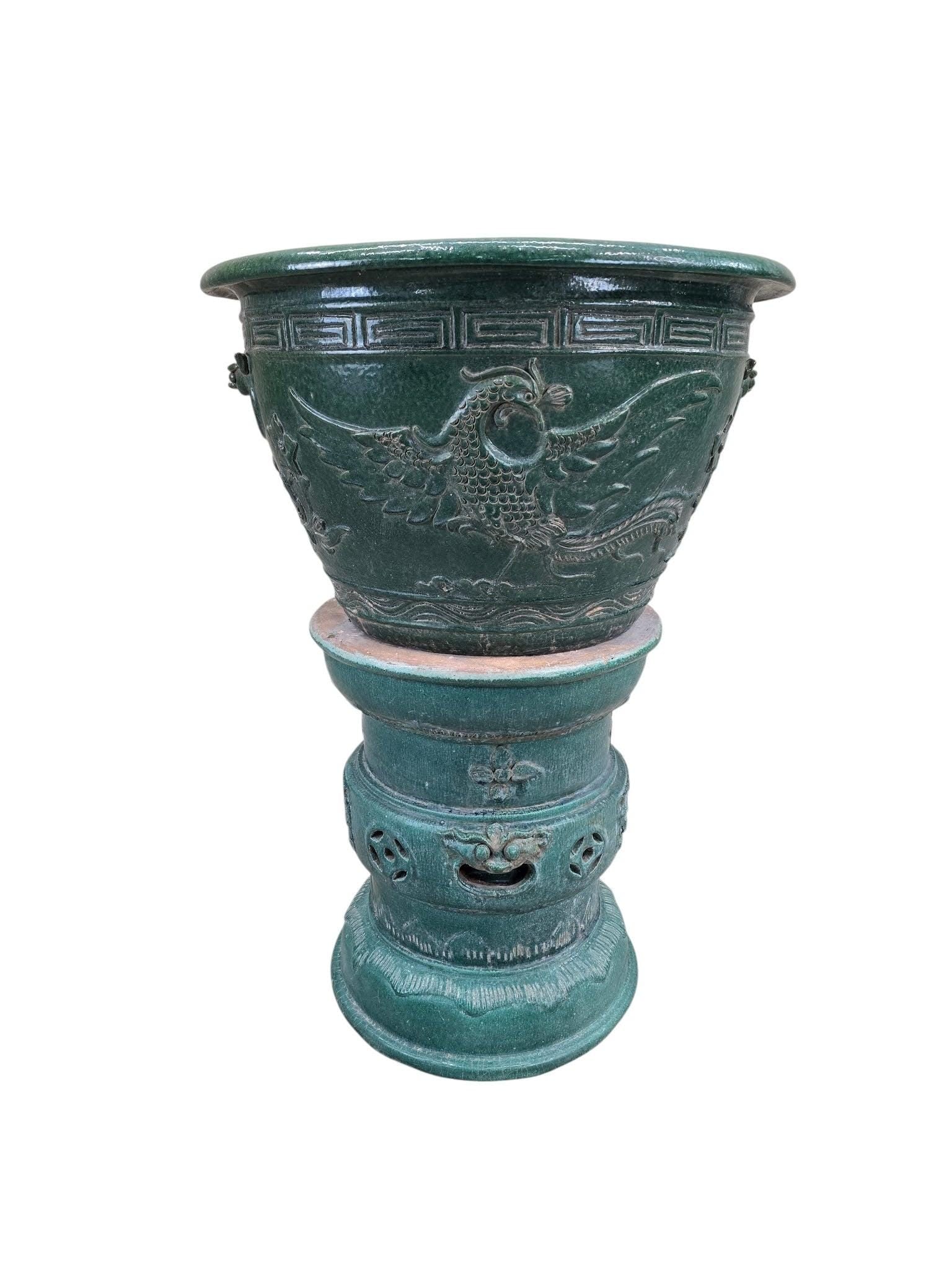 Antique Green Glazed Planter Pot Vase from Guangdong Province (1 of 5)
