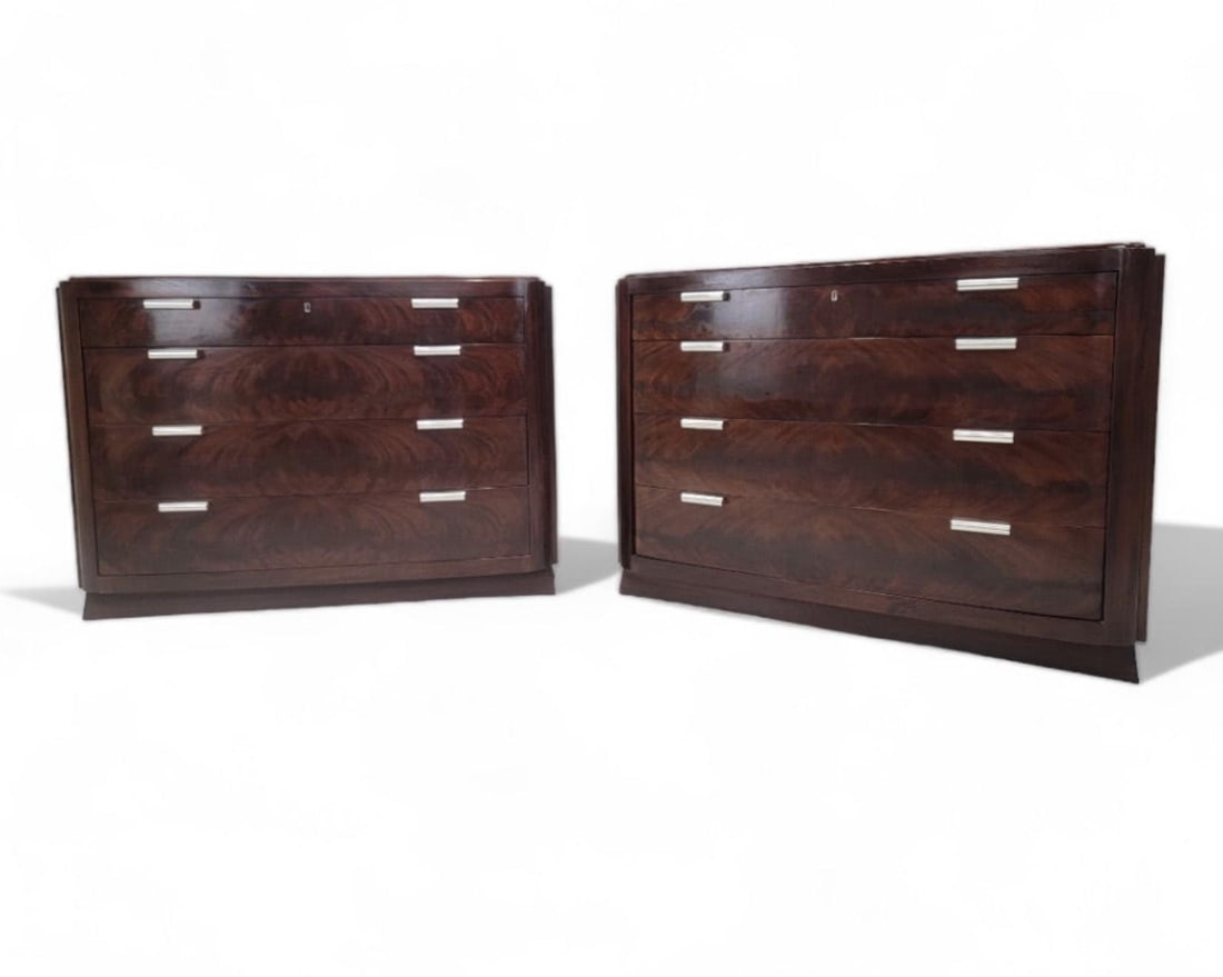 Art Deco Style Flame Mahogany Chests of Drawers by Ralph Lauren - Pair (1 of 7)