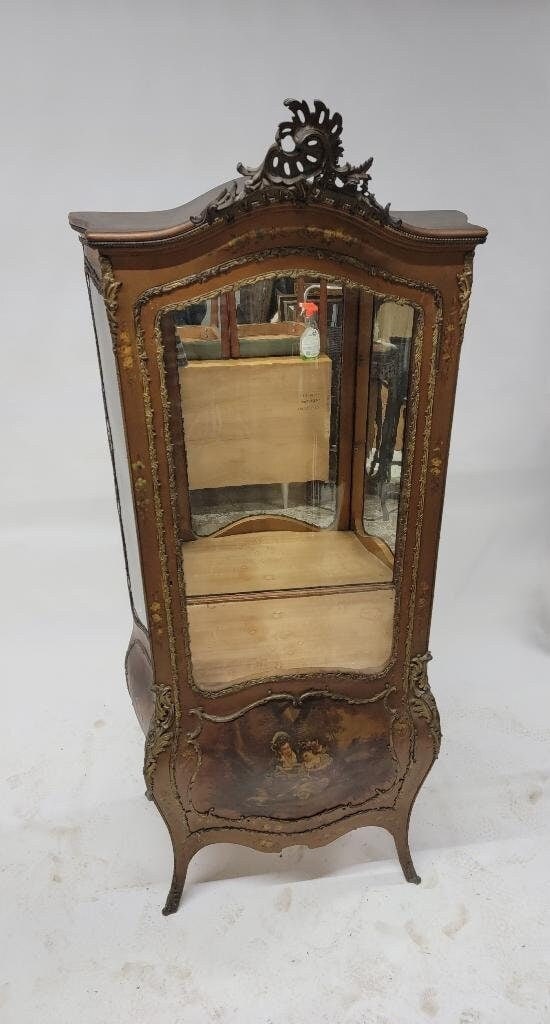 Antique French Vernis Martin Hand Painted Ormolu Mounted Bombe Display Vitrine Cabinet (1 of 9)