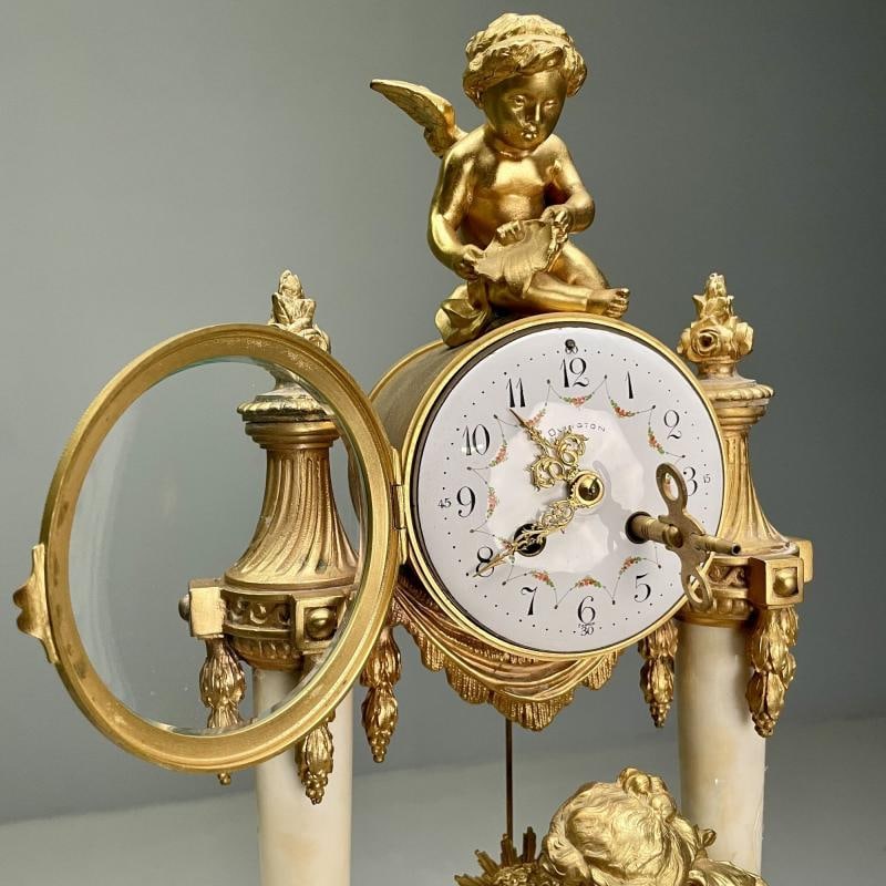 Louis XVI Style, Clock Garniture, Gilt Bronze, Marble, France, 1920s - 7
