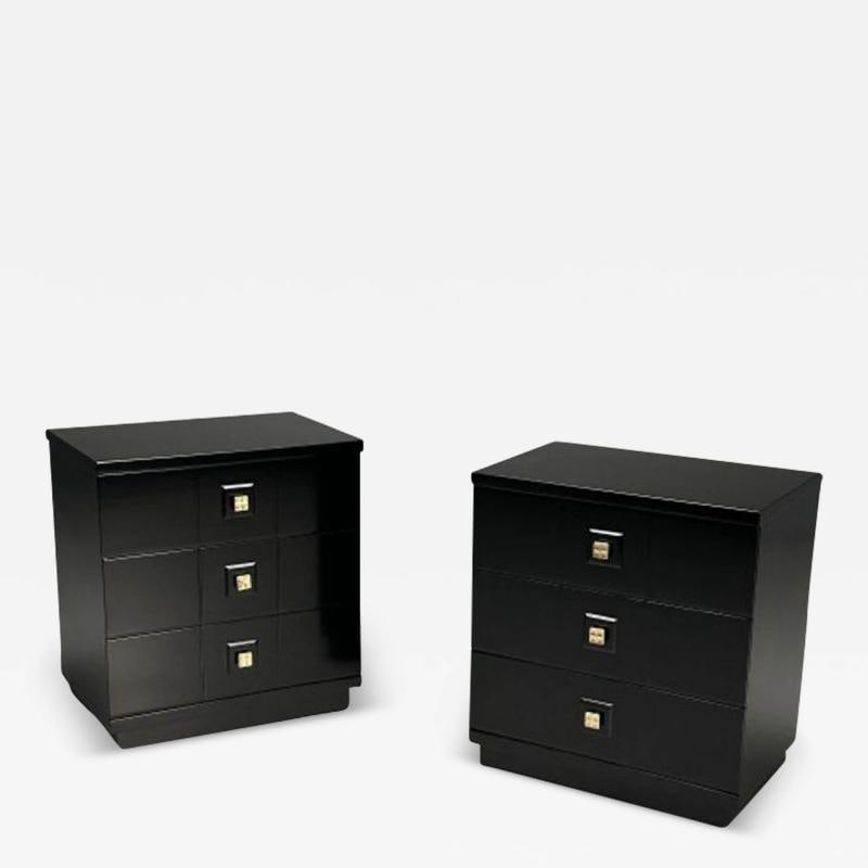 Mid-Century Modern, Nightstands, Chests, Black Lacquer, Brass, USA, 1970s (1 of 12)