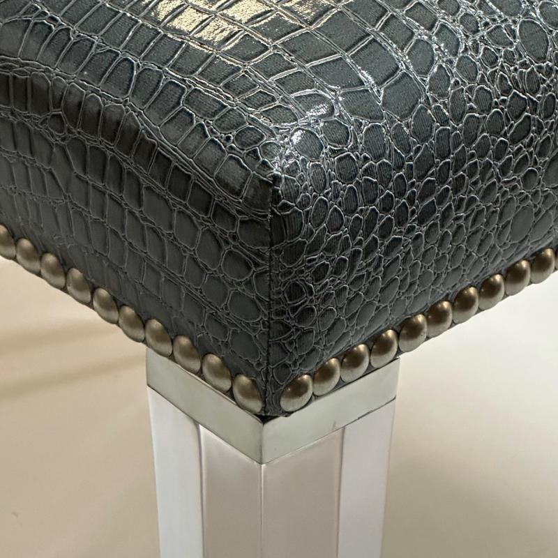 Contemporary, Modern Footstool, Chrome, Acrylic, Faux Snakeskin, 2010s - 6