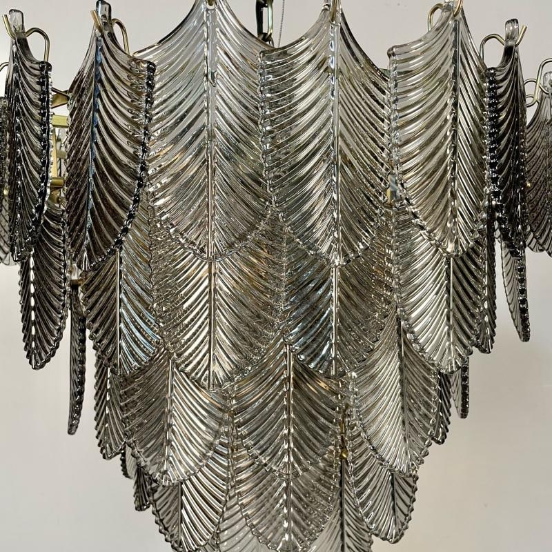 Eicholtz, Modern, Art Deco Style, Chandelier, Brass, Smoked Glass, 2010s - 3