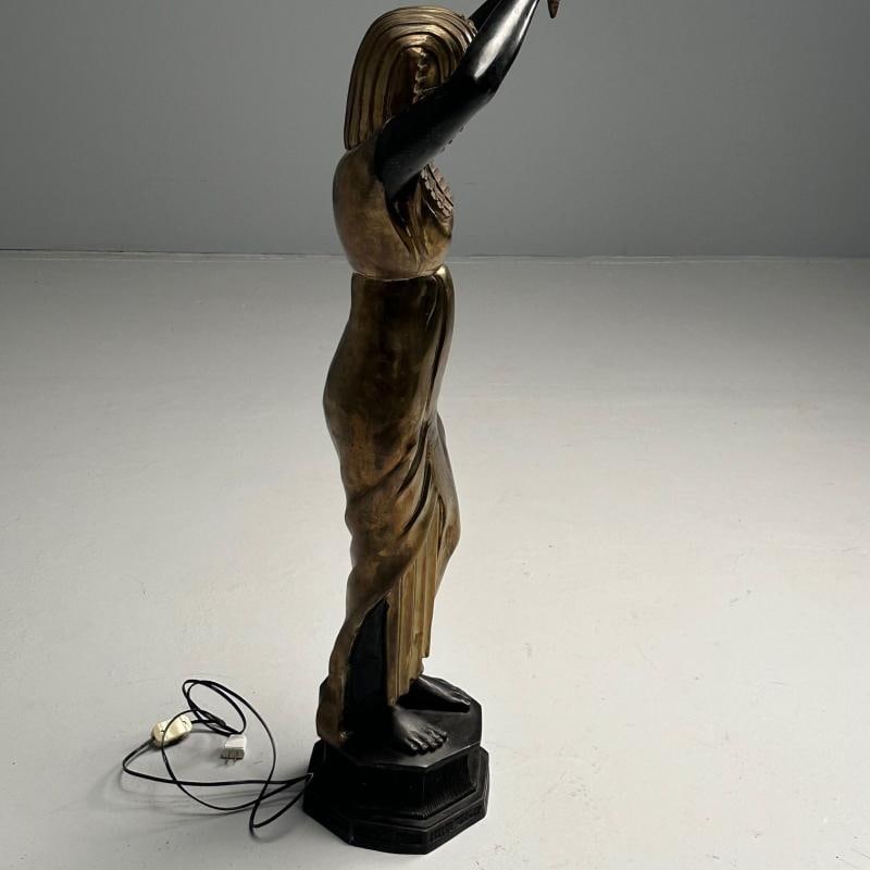 Regency, Floor Lamp, Egyptian Motif, Gilt Metal, Bronze, 1990s - 12