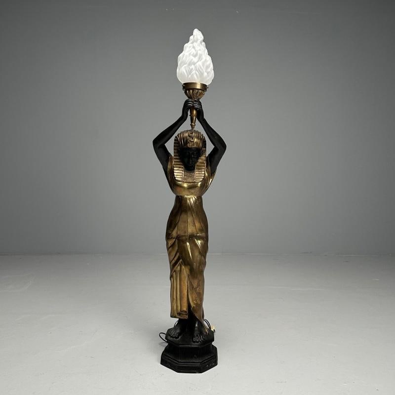 Regency, Floor Lamp, Egyptian Motif, Gilt Metal, Bronze, 1990s - 3