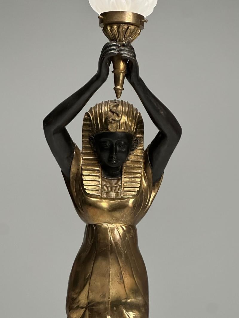 Regency, Floor Lamp, Egyptian Motif, Gilt Metal, Bronze, 1990s - 4