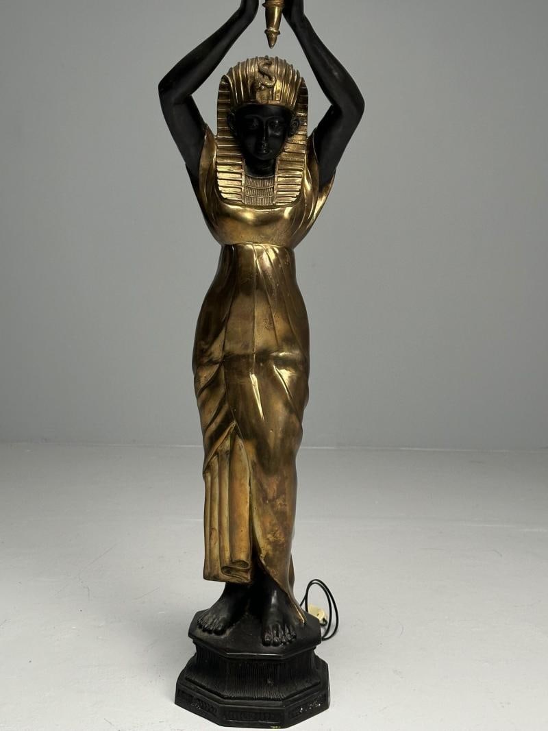 Regency, Floor Lamp, Egyptian Motif, Gilt Metal, Bronze, 1990s - 5