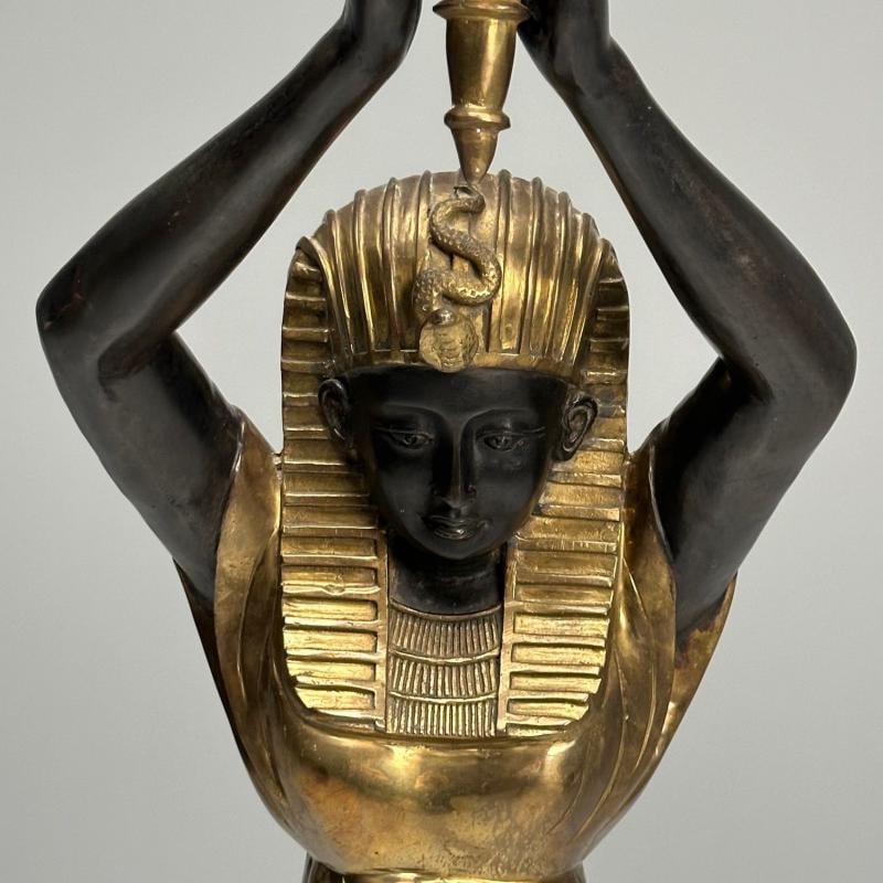 Regency, Floor Lamp, Egyptian Motif, Gilt Metal, Bronze, 1990s - 7