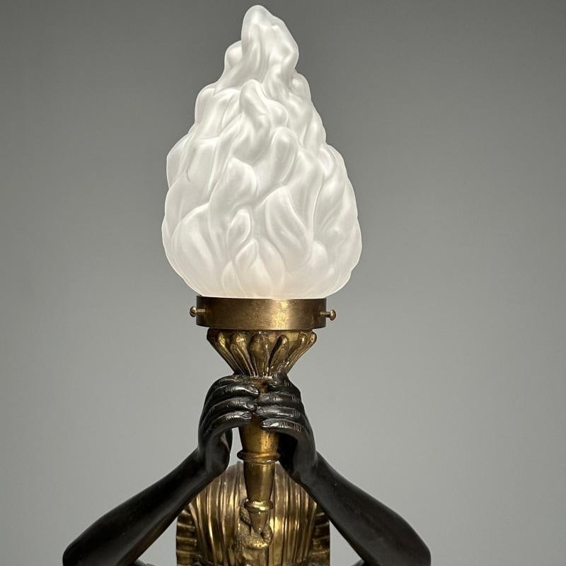 Regency, Floor Lamp, Egyptian Motif, Gilt Metal, Bronze, 1990s - 8