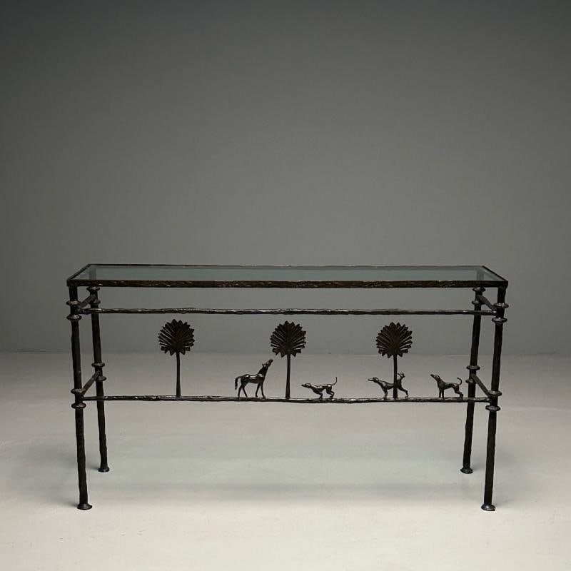 Giacometti Style, Mid-Century Modern, Console Table, Horse, Dog, Tree Motif - 12