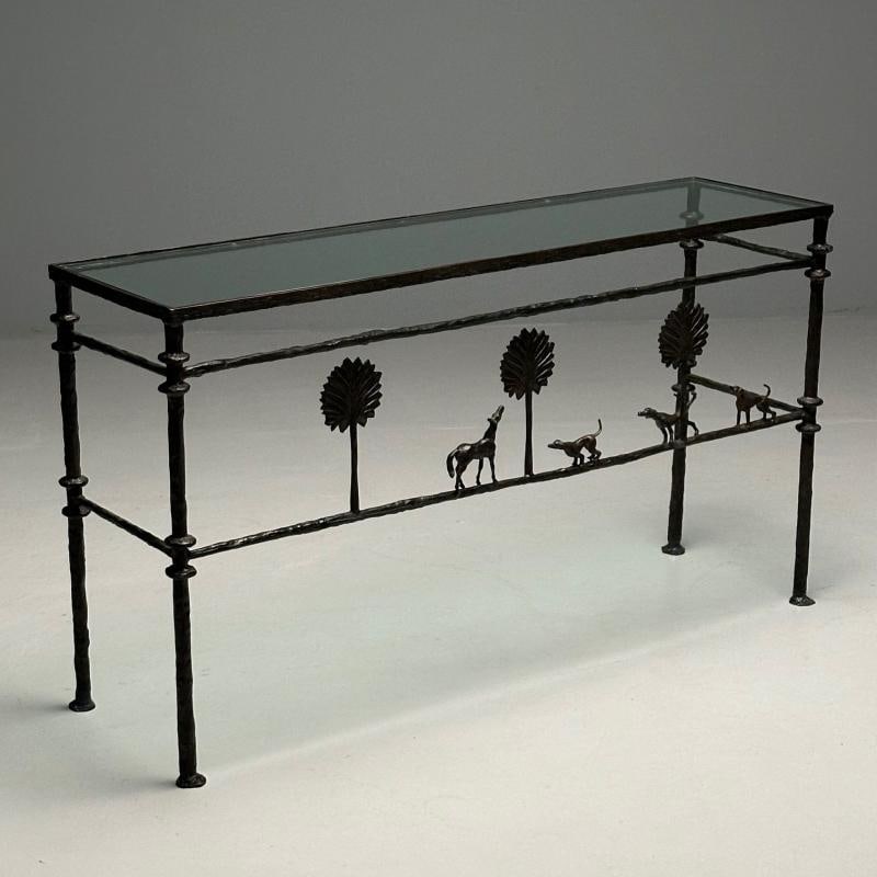 Giacometti Style, Mid-Century Modern, Console Table, Horse, Dog, Tree Motif - 2